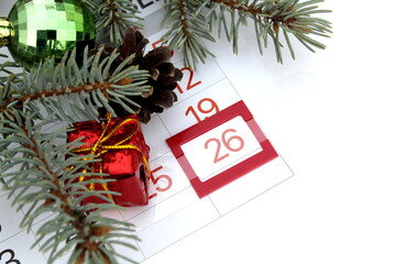 The calendar is marked December 26th, Christmas.
