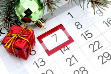 The calendar is marked January 7th, Christmas.