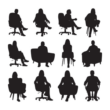 Sitting people silhouettes