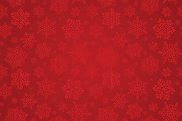 Red snowflakes seamless pattern. Red Christmas card with snow flakes. Monochrome festive snowflakes pattern for textile, wrapping paper, invitations, packaging, cards. 