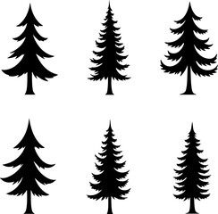 Obraz premium Pine Tree Silhouette Bundle | Evergreen Forest SVG Set