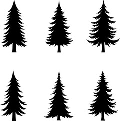 Fototapeta premium Pine Tree Silhouette Bundle | Evergreen Forest SVG Set