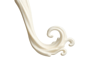 Fototapeta premium White liquid milk pouring and swirling, creating a dynamic splash effect. Creamy texture flow captured on a transparent background