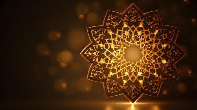 Golden geometric star an intricate ornamental design ideal for luxury branding and elegant backgrounds - Powered by Adobe