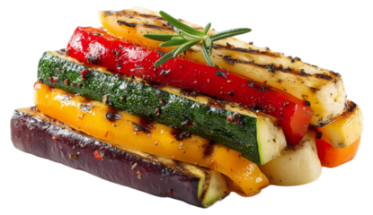 Grilled Vegetable Medley: An artistic arrangement of vibrant, freshly grilled vegetables, showcasing an array of colors and textures, a culinary delight