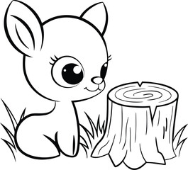 Adorable Cartoon Deer Fawn Illustration for Children's Coloring Book Pages and Design Projects