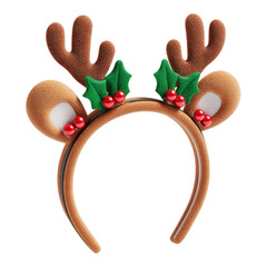 Christmas reindeer antler headband festive bell accessory on transparent background