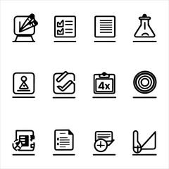 A Professional Minimalist 12 Assessment Icons Symbol, Showcasing Evaluation and Data Analysis in a Flat Design Vector for Digital Testing and Business Review Success.
