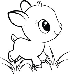 Cute Cartoon Fawn and Baby Deer Drawing for Children's Design and Nursery Decor