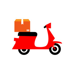 Red Scooter Delvering Package Illustration Icon