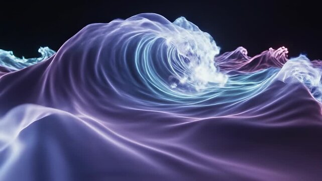 Ethereal Wave Forms: A mesmerizing display of abstract wave formations, rendered in vibrant hues of light and shadow, invites contemplation and wonder. 