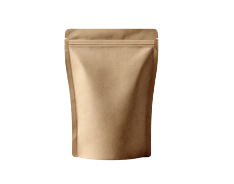 Kraft Paper Stand Up Pouch isolated on a transparent background