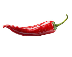 Red chili pepper with water droplets isolated on a transparent background