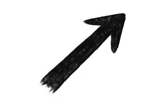 Hand drawn diagonal arrow pointing up right, symbolizing progress, growth, and forward movement, on a transparent background - Powered by Adobe