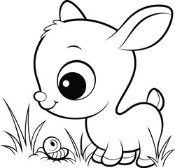 Adorable Baby Fawn Cartoon Outline, a Sweet Animal for Children's Coloring Projects