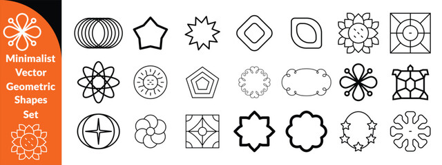 Minimalist Vector Geometric Shapes Set. Modern Symbols, Labels and Icons. Stars, Flowers and Circles with ZigZag Edge big set design 