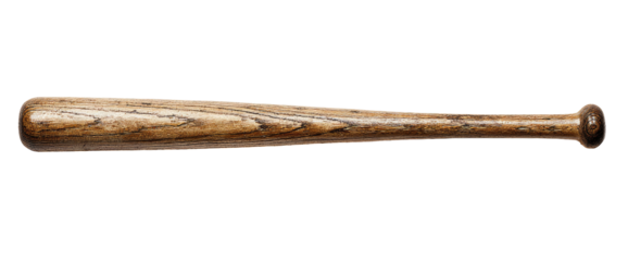Wooden baseball bat, long and slender