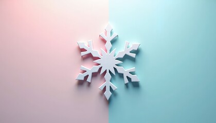 Winter snowflake decoration on pastel background showcasing seasonal charm and elegance