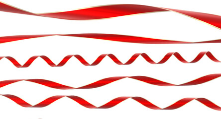 Red satin gift ribbons 3d transparent background
