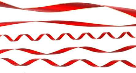 Red satin gift ribbons 3d transparent background