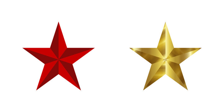 Five pointed Christmas star gold and red