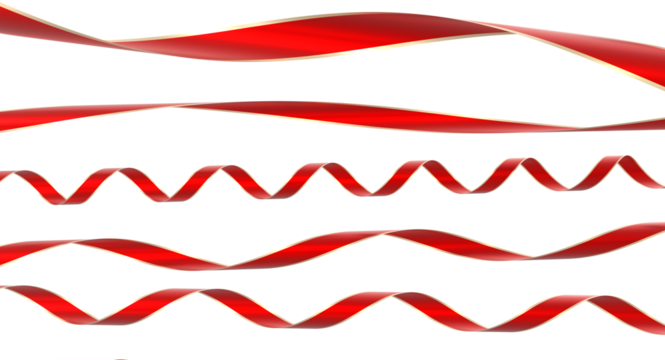 Red satin gift ribbons 3d transparent background