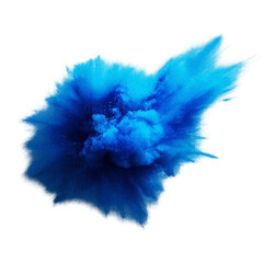 Vivid explosion of bright blue paint isolated on transparent background with dramatic artistic energy