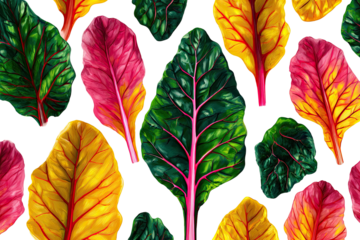 Vibrant, colorful, textured leaves.  A pattern of various shades of red, pink, yellow, and dark green leaves.  Close-up view