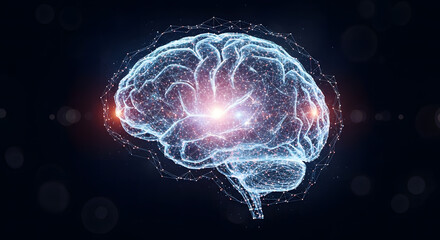 Fototapeta premium Brain Illustration Digital Representation of Neural Networks and Cognitive Functions