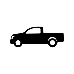 Fototapeta premium Single cab pickup truck vehicle silhouette icon on white Vector, illustration
