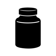 Black silhouette icon of a pill bottle or medicine jar Vector, illustration