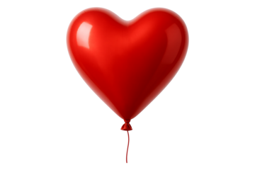 Romantic Heart Shaped Red Balloon Isolated on a Transparent Background