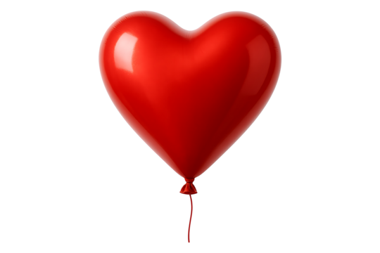 Romantic Heart Shaped Red Balloon Isolated on a Transparent Background - Powered by Adobe