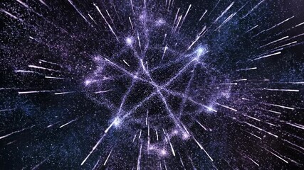 Abstract Cosmic Web: Capturing the vastness and mystery of the cosmos, this abstract image depicts a network of luminous lines and particles radiating outwards against a backdrop of swirling galaxies.