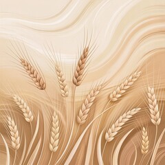 Golden wheat field illustration with flowing background texture, natural food concept