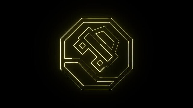 Glowing neon line unevenness icon with smooth wave animation. Surface irregularity symbol HD video isolated on black background.