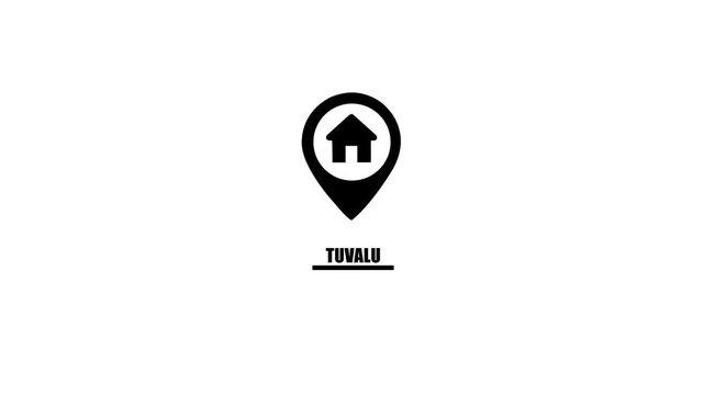 Tuvalu location pin icon with house symbol and text map marker house icon