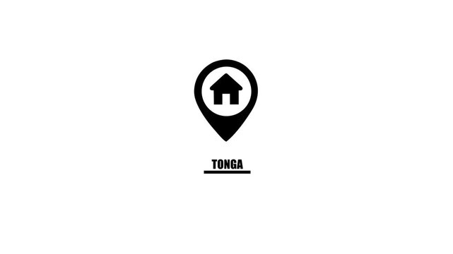 Location Pin Icon With House Symbol And Tonga Text On White Background marker