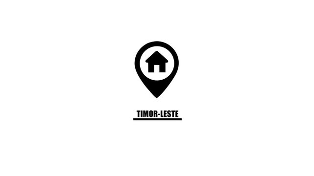 Location Pin Icon with House Symbol and Timor- Leste Text on White Background marker