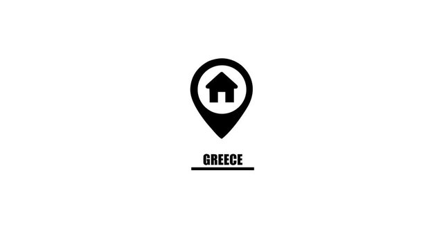 Greece Location Pin Icon with House Symbol and Text map marker house icon