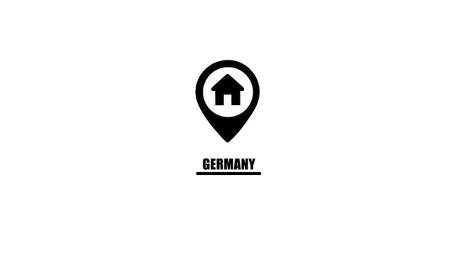 Germany Location Pin Icon with House Symbol and Text map marker house icon