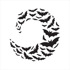 Fototapeta premium Flying Bats Circle Silhouette – Bat Swarm Shape Design
