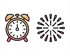 Cartoon retro classic metal alarm clock with ringing bell for morning wake-up and deadline reminder, isolated on white background