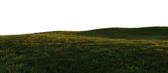 Hills with grass on a transparent background. 3D rendering.	
