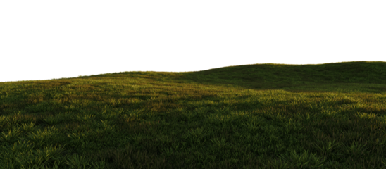 Hills with grass on a transparent background. 3D rendering.	
