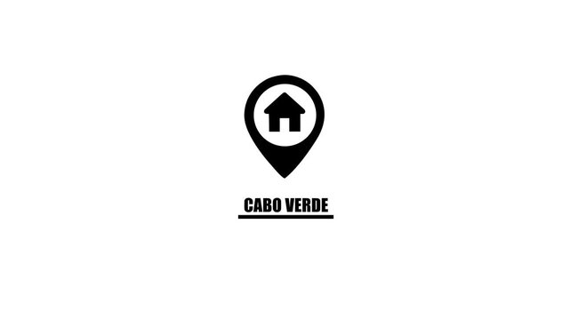 Location Pin Icon With House Symbol And Cabo Verde Text On White Background home