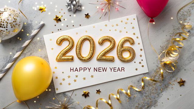 2026 Happy New Year greeting creative card