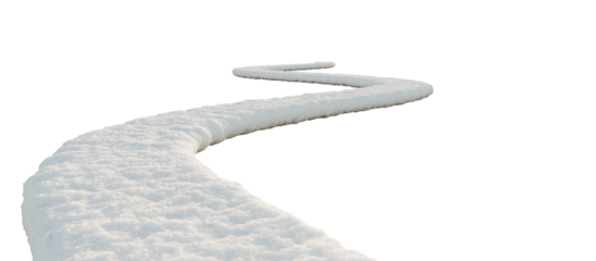 Curved snowy path on transparent background. 3D rendering.