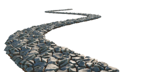 Curved rocky path on transparent background. 3D rendering.