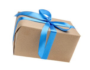 Beautiful gift box in air against white background